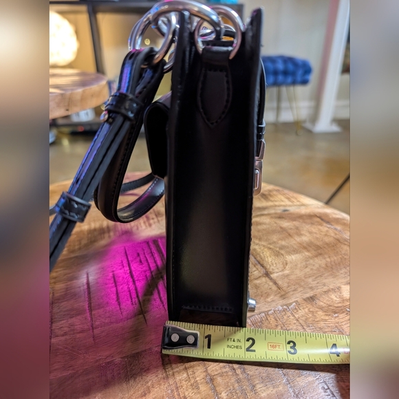 Black Charles & Keith Winslet Belted Phone Pouch Purse Mini Bag - Picture 12 of 14